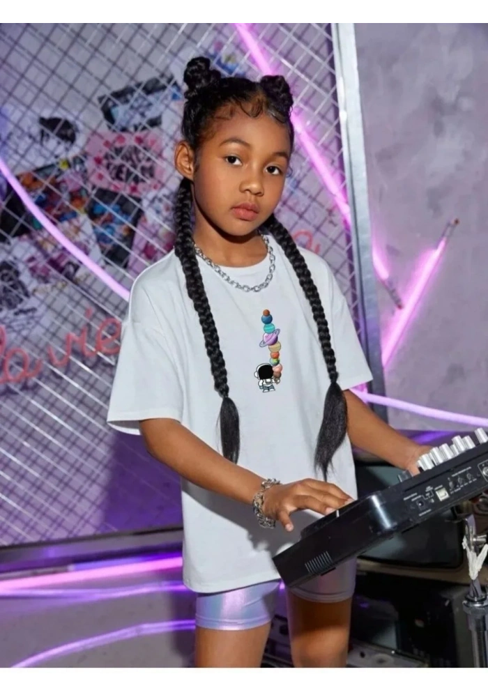 Çocuk Unisex Baskılı T-Shirt - Beyaz