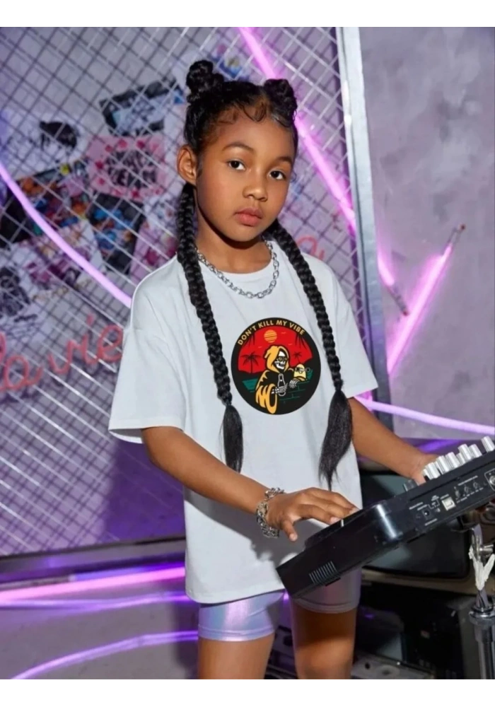 Çocuk Unisex Baskılı T-Shirt - Beyaz