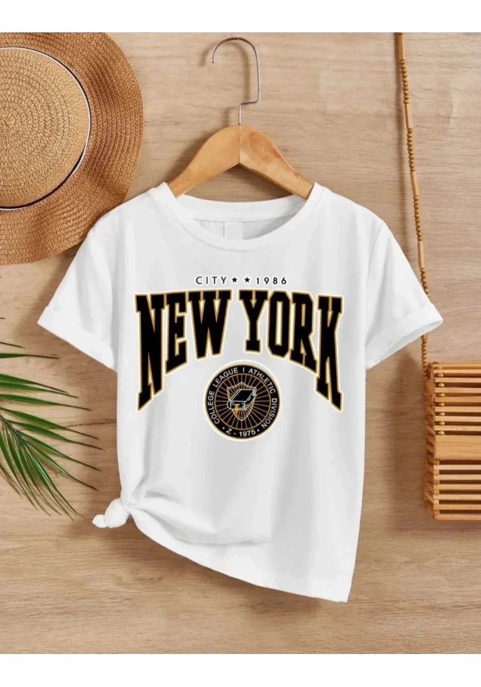 Çocuk Unisex Baskılı T-Shirt - Beyaz