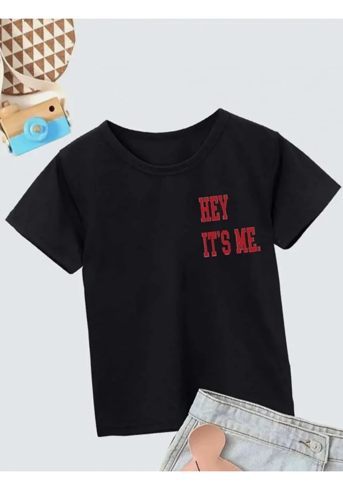 Çocuk Unisex Baskılı T-Shirt - Siyah