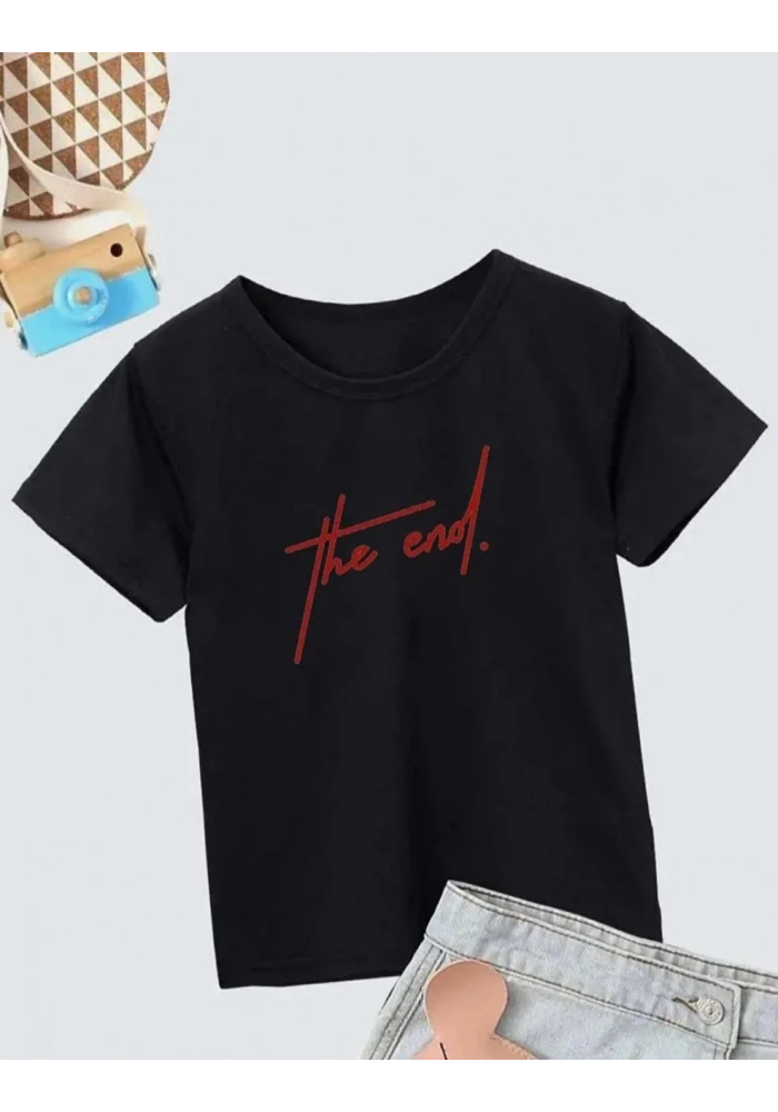 Çocuk Unisex Baskılı T-Shirt - Siyah