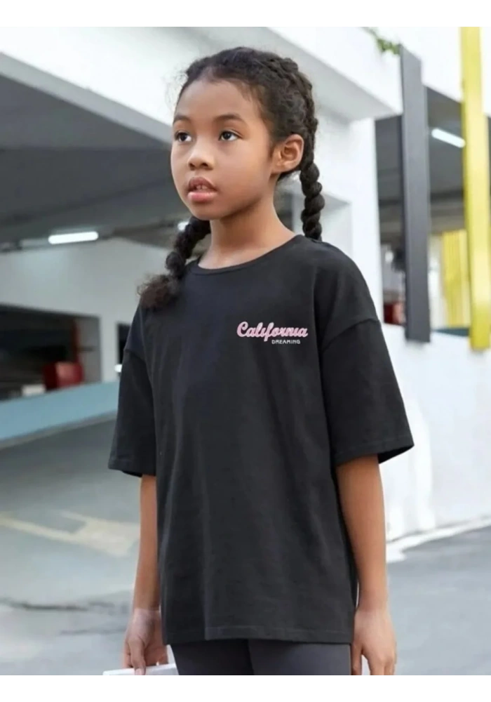 Çocuk Unisex Baskılı T-Shirt - Siyah