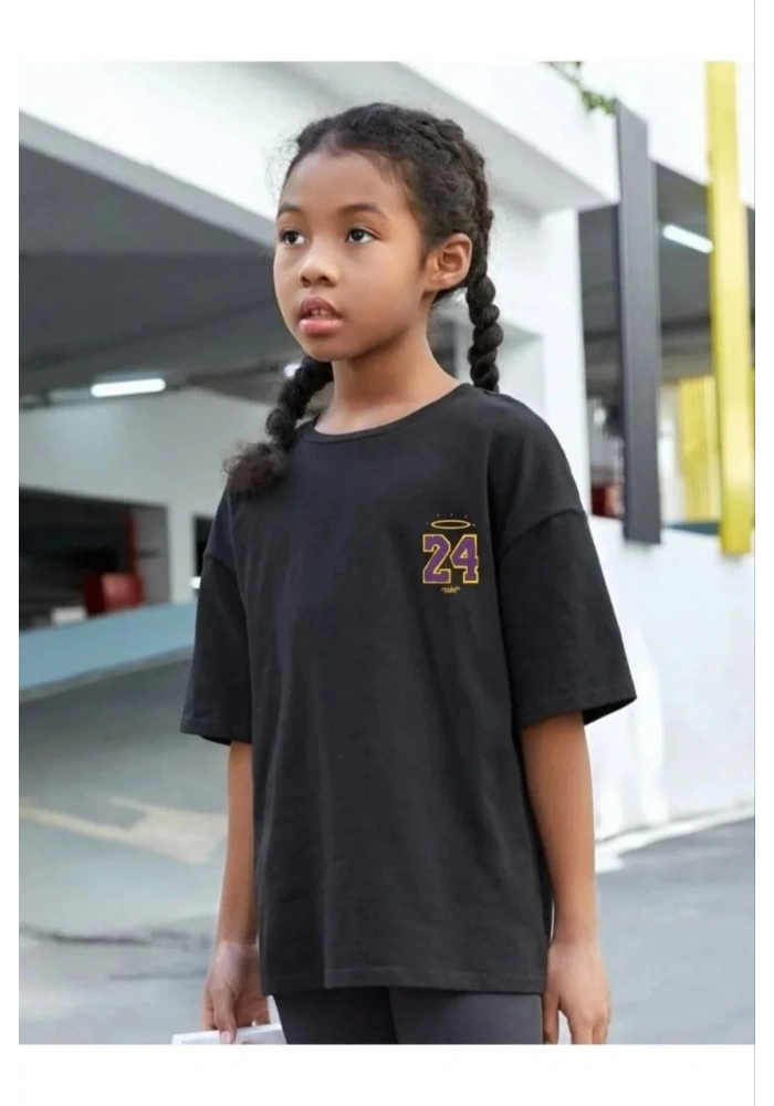 Çocuk Unisex Baskılı T-Shirt - Siyah