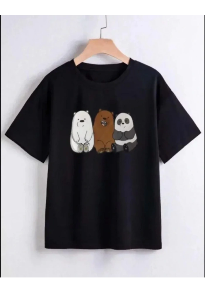 Çocuk Unisex Baskılı T-Shirt - Siyah