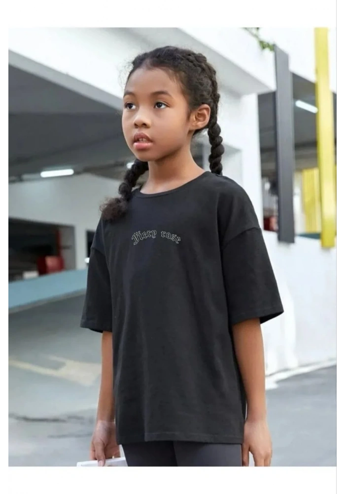 Çocuk Unisex Baskılı T-Shirt - Siyah