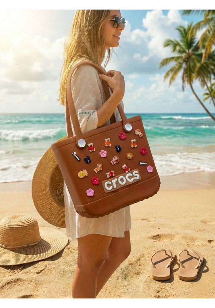 Crocs Stil Jibbitzli Kadın Plaj Çantası