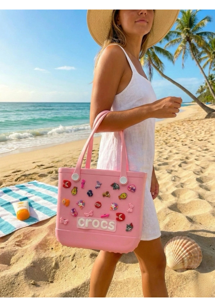 Crocs Stil Jibbitzli Kadın Plaj Çantası