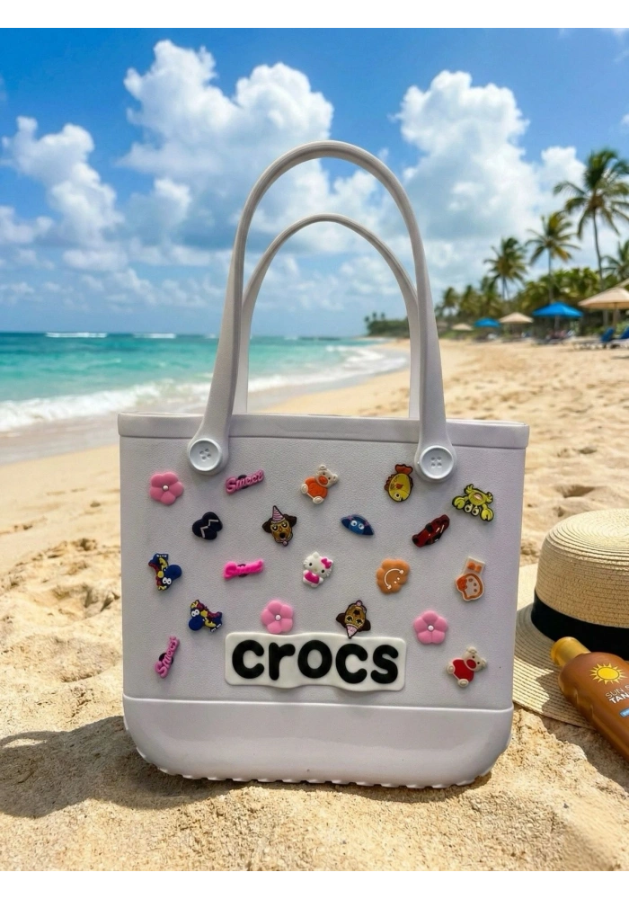 Crocs Stil Jibbitzli Kadın Plaj Çantası