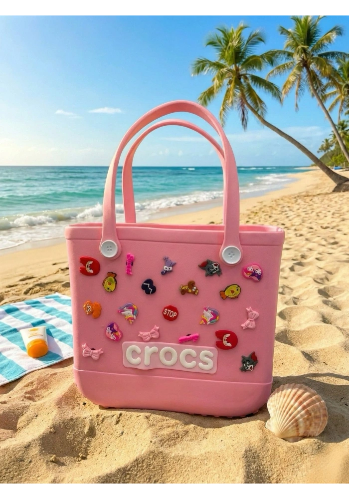 Crocs Stil Jibbitzli Kadın Plaj Çantası