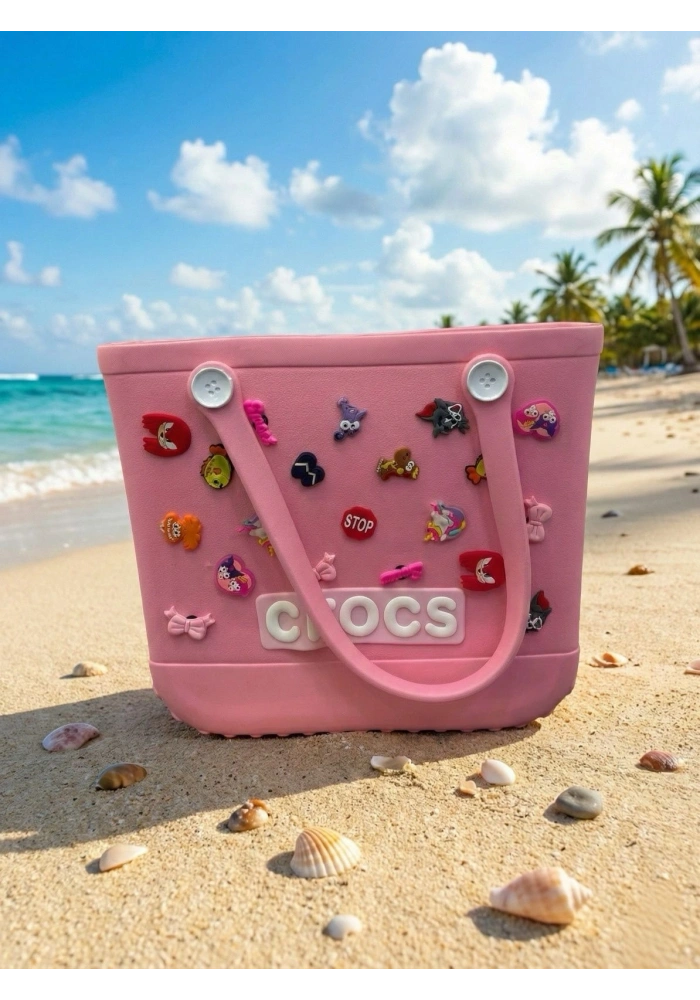 Crocs Stil Jibbitzli Kadın Plaj Çantası