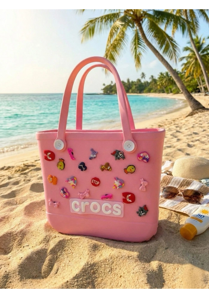 Crocs Stil Jibbitzli Kadın Plaj Çantası