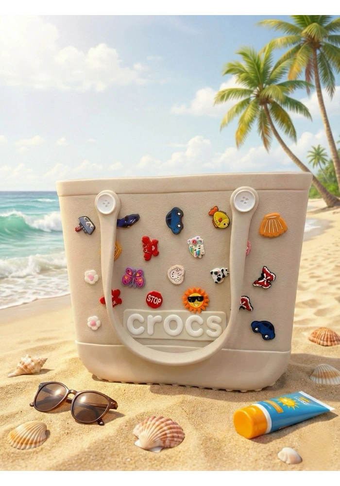 Crocs Stil Jibbitzli Kadın Plaj Çantası