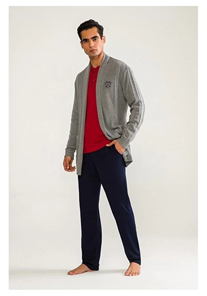 DS Damat 03004 5li Triko Robdöşambr Damat Pijama Seti