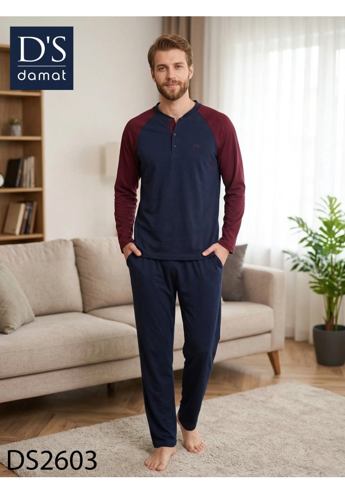 Ds Damat 2603 Erkek Mavenck Uzun Kol Pijama Takımı