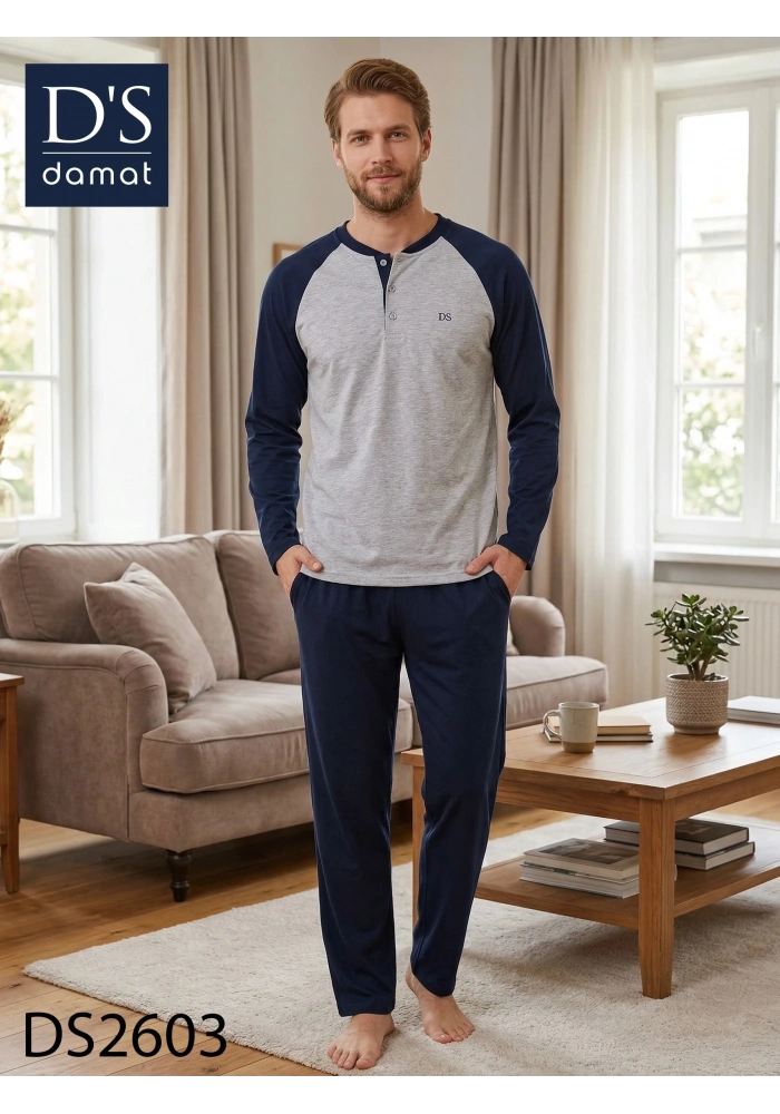 Ds Damat 2603 Erkek Mavenck Uzun Kol Pijama Takımı