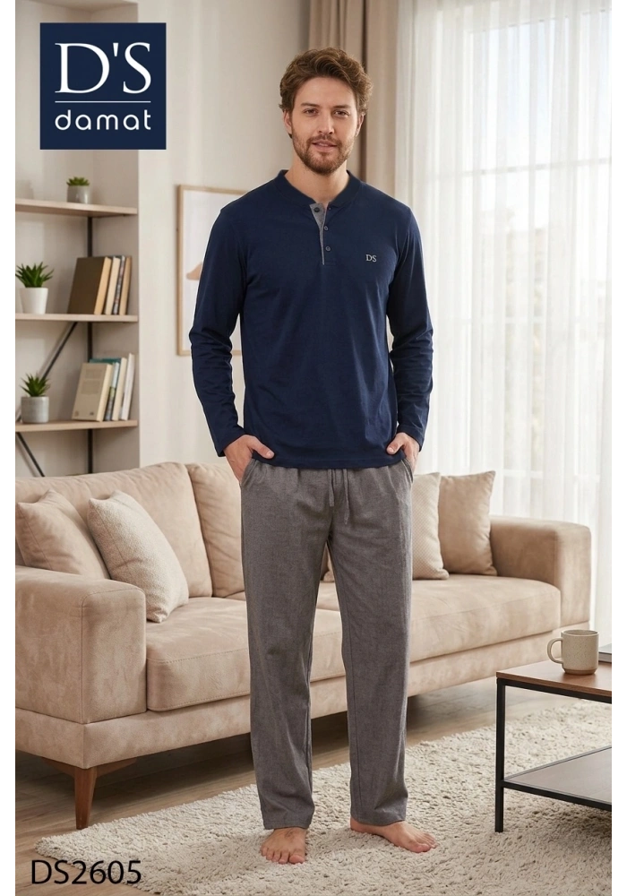 Ds Damat 2605 Erkek Royal Uzun Kol Pijama Takımı