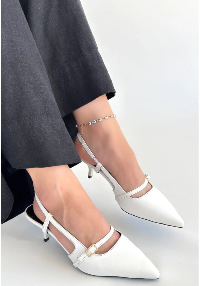 Darina Beyaz Cilt Topuklu Ayakkabı
