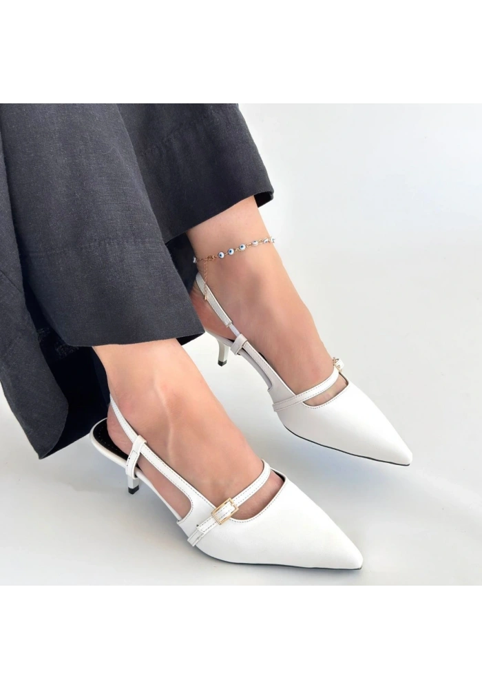 Darina Beyaz Cilt Topuklu Ayakkabı
