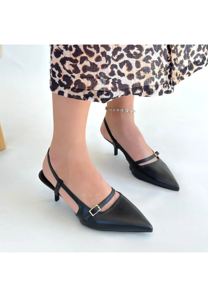 Darina Siyah Cilt Topuklu Ayakkabı