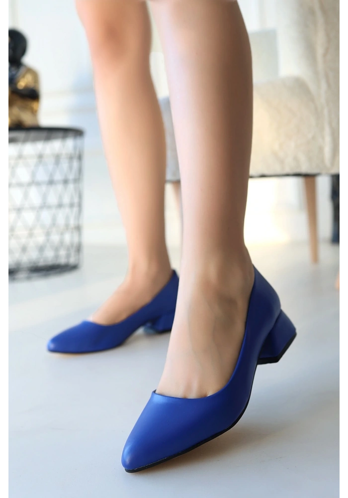Desniy Mavi Cilt Topuklu Ayakkabı