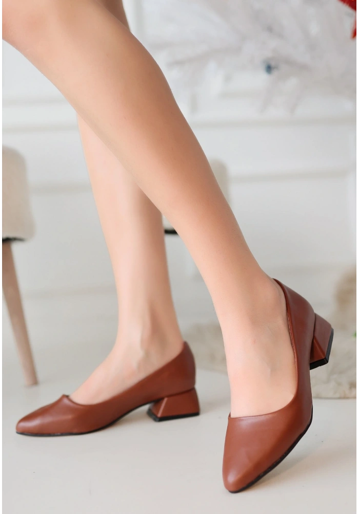 Desniy Taba Cilt Topuklu Ayakkabı