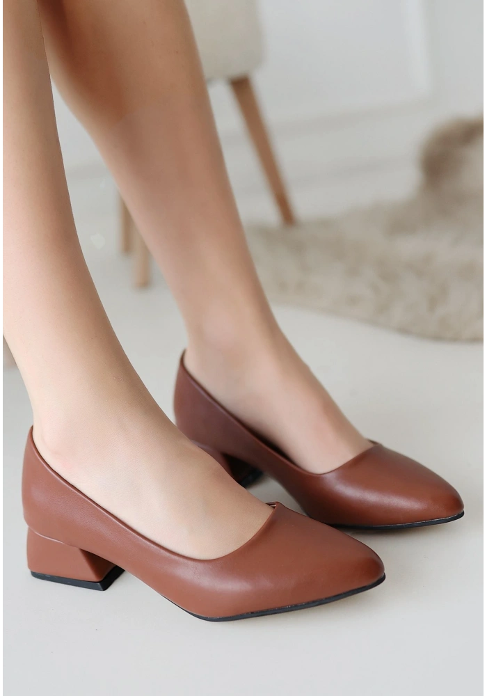 Desniy Taba Cilt Topuklu Ayakkabı