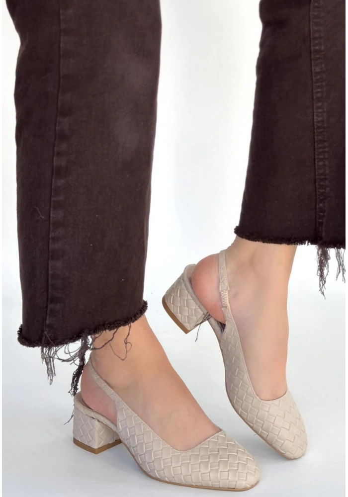 Dier Bej Cilt Topuklu Ayakkabı