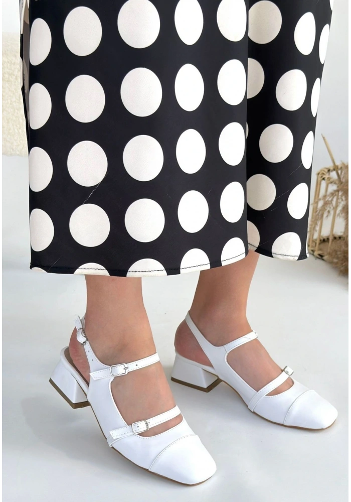 Doran Beyaz Cilt Topuklu Ayakkabı