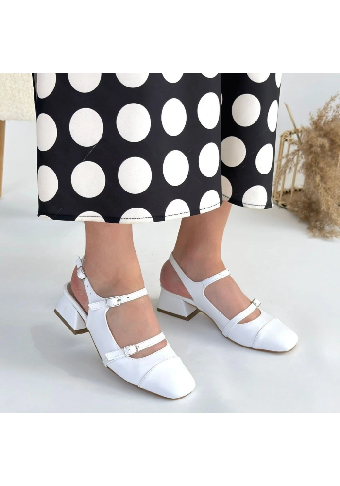 Doran Beyaz Cilt Topuklu Ayakkabı