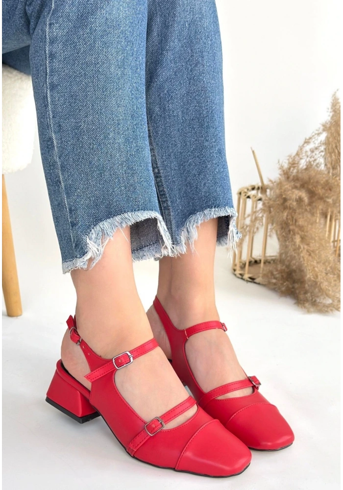 Doran Kırmızı Cilt Topuklu Ayakkabı