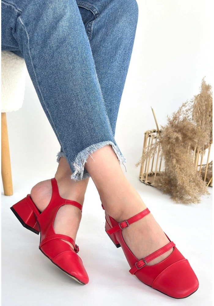 Doran Kırmızı Cilt Topuklu Ayakkabı