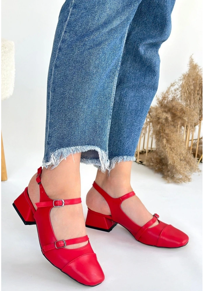 Doran Kırmızı Cilt Topuklu Ayakkabı
