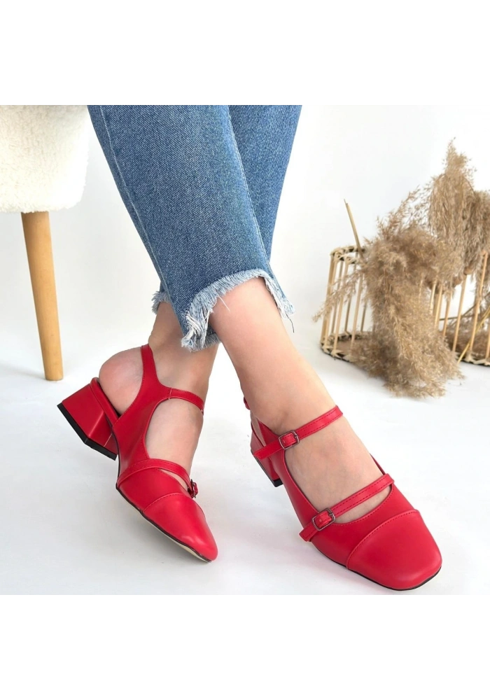 Doran Kırmızı Cilt Topuklu Ayakkabı