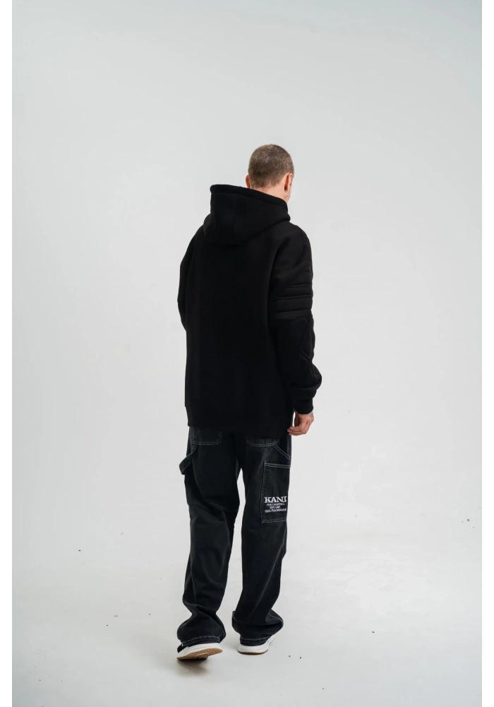 Double Oversize Kapşonlu Nakışlı SweatShirt - Siyah