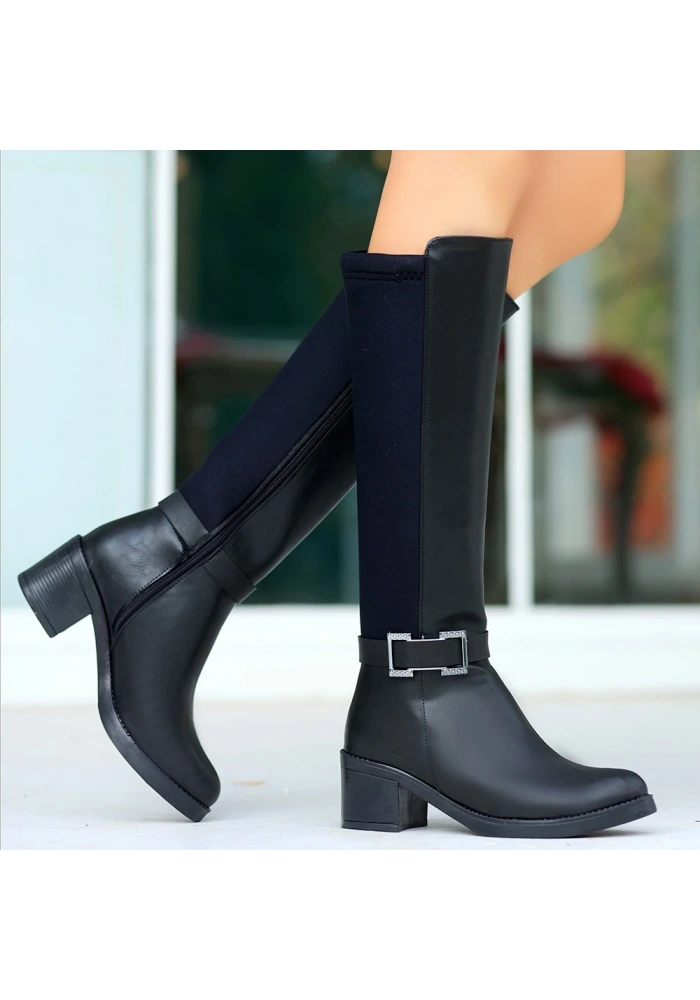 Emrat Siyah Cilt Topuklu Çizme