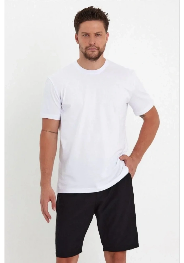 Erkek 24/1 Düz A Kalite Oversize T-shirt - Beyaz
