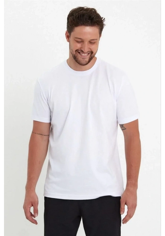 Erkek 24/1 Düz A Kalite Oversize T-shirt - Beyaz