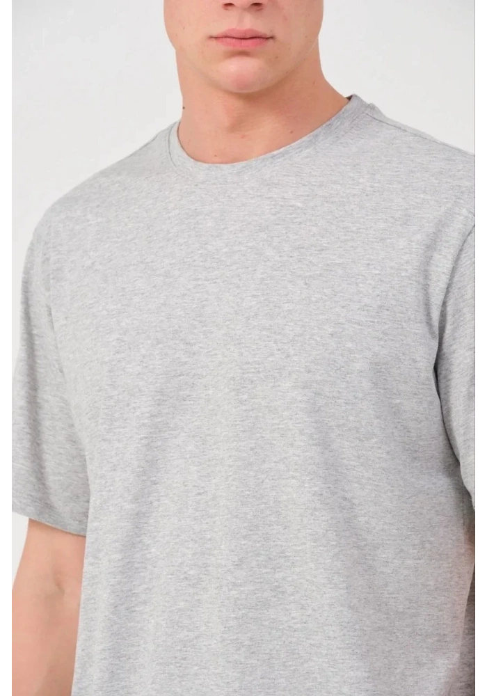Erkek 24/1 Düz A Kalite Oversize T-shirt - Gri