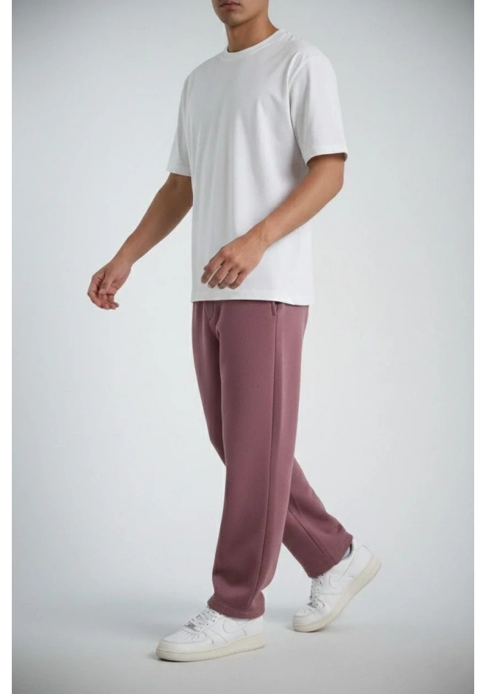 Erkek Baggy Alt Eşofman - Gül Kurusu