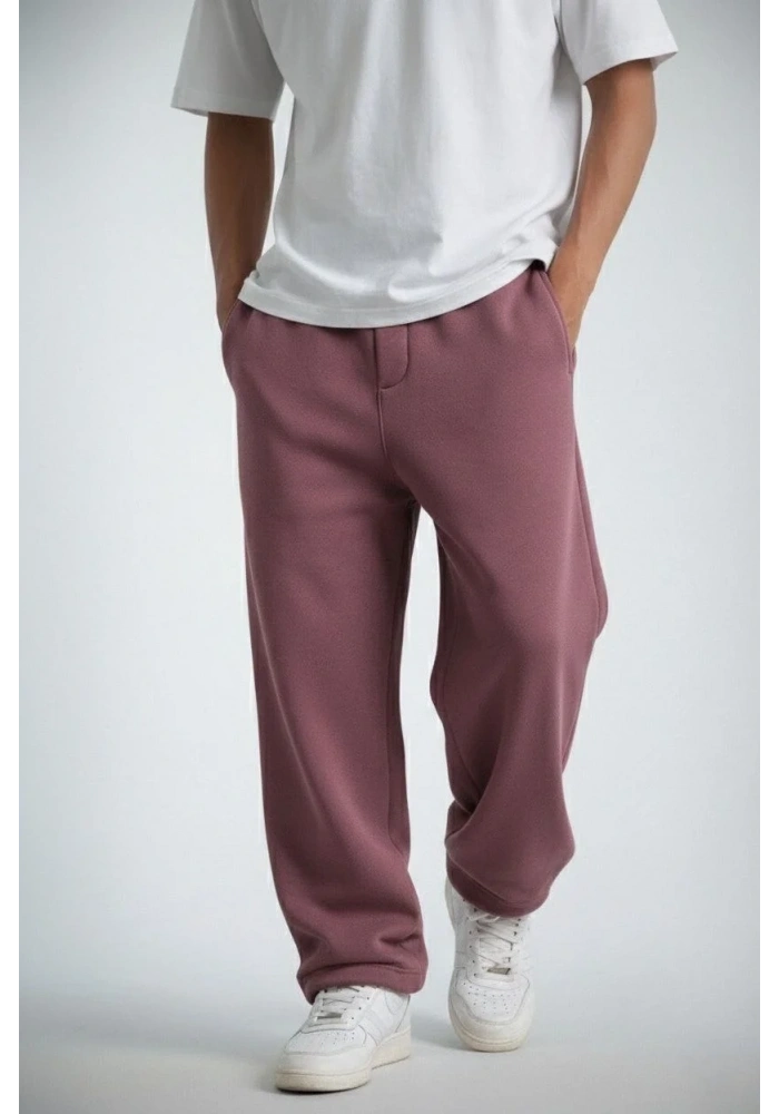 Erkek Baggy Alt Eşofman - Gül Kurusu