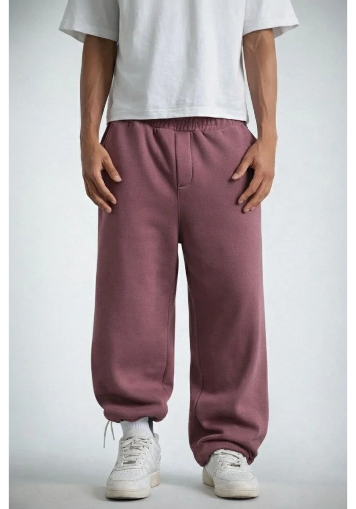 Erkek Baggy Alt Eşofman - Gül Kurusu