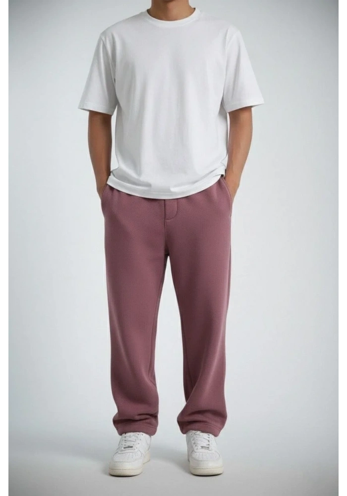 Erkek Baggy Alt Eşofman - Gül Kurusu