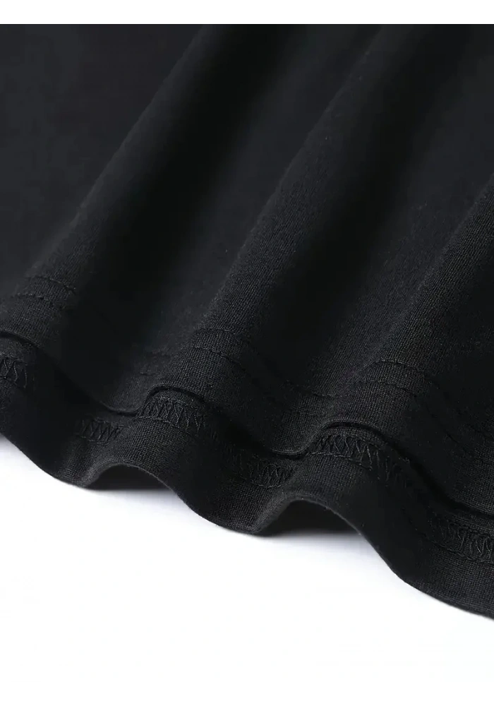 Erkek Kısa Kol Yazlık Tişört Bisiklet Yaka Baskılı Oversize T-Shirt - Siyah