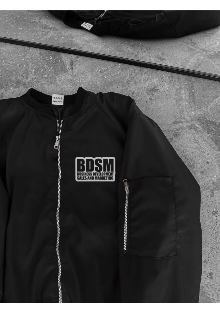 Erkek Baskılı Bomber Mont Fermuarlı Cepli Kapitone Astarlı  - Siyah