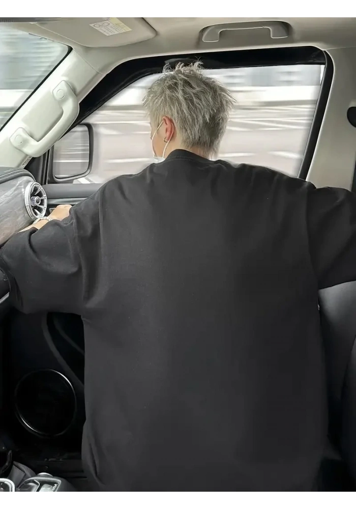 Erkek Baskılı Tişört Kısa Kol Bisiklet Yaka Oversize T-Shirt - - Siyah