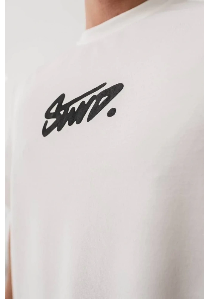 Erkek Tişört Yazlık Baskılı Oversize Kısa kol T-Shirt - Beyaz