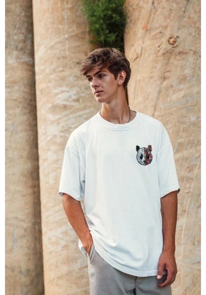 Erkek Baskılı T-Shirt Kısa Kol Bisiklet Yaka Regular Fit Rahat Kalıp Tişört -  Beyaz