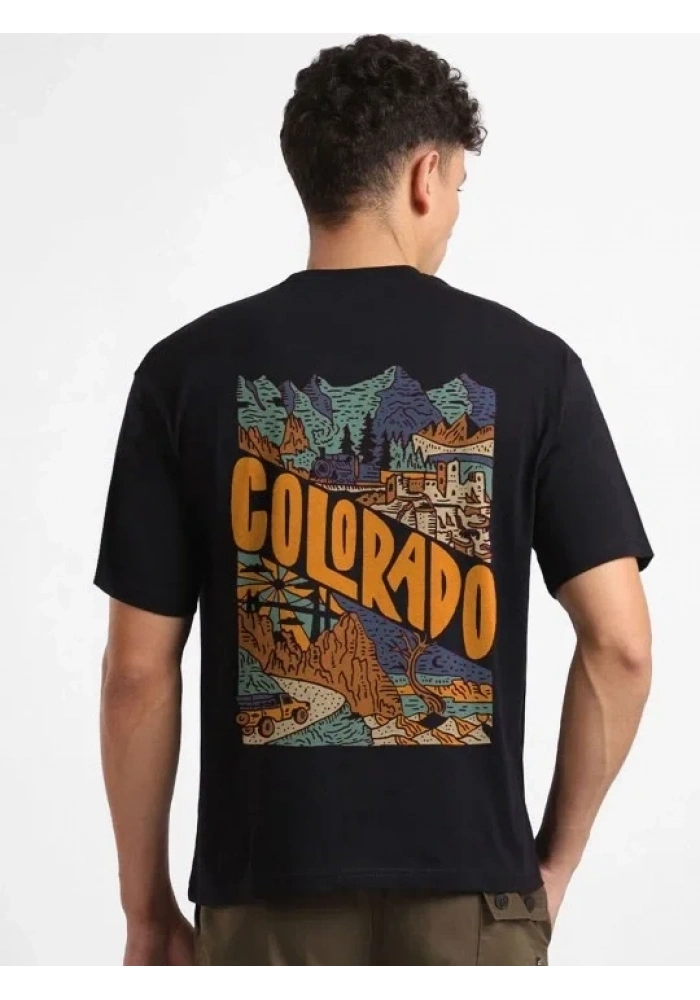 Erkek Tişört Baskılı Oversize Kısa kol T-shirt - Siyah