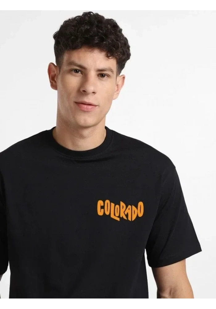 Erkek Tişört Baskılı Oversize Kısa kol T-shirt - Siyah