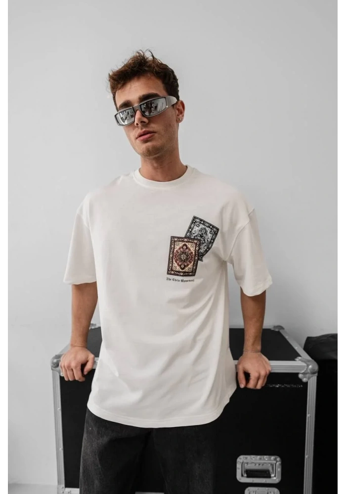 Erkek Baskılı Oversize - Beyaz